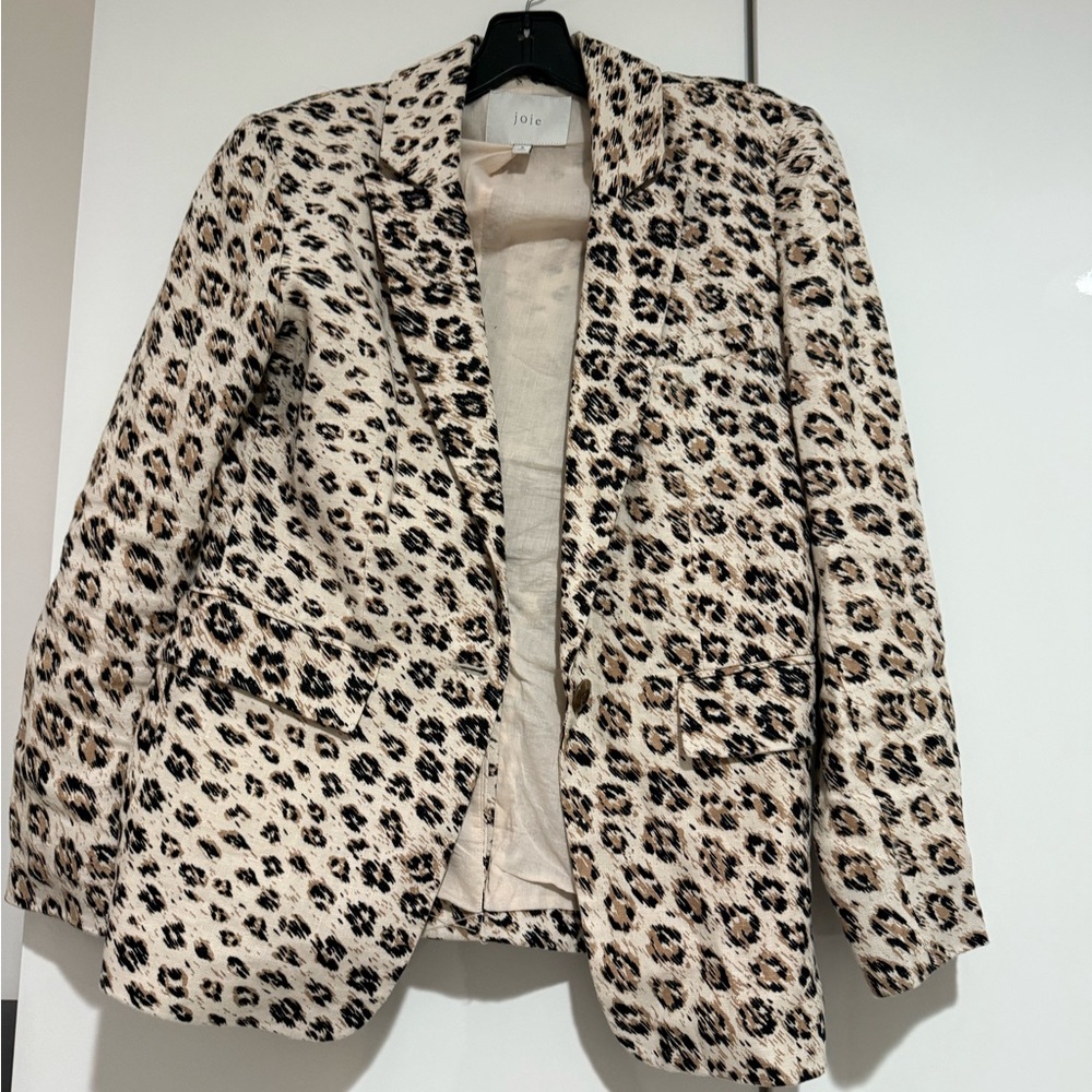 Joie Animal Print Blazer in Cream and Black